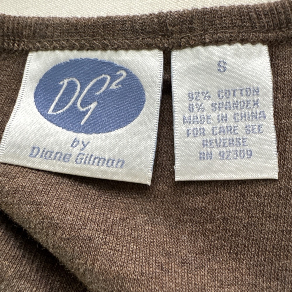 DG2 Diane Gilman Women's Top Brown Ribbed Size S Embellished Long Sleeve * - Picture 6 of 8